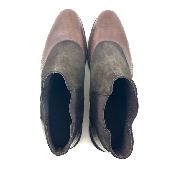 Lorens Chelsea Leather Men's Ankle Dress Boots Brown Perforated Leather Size 45 - Picture 6 of 9